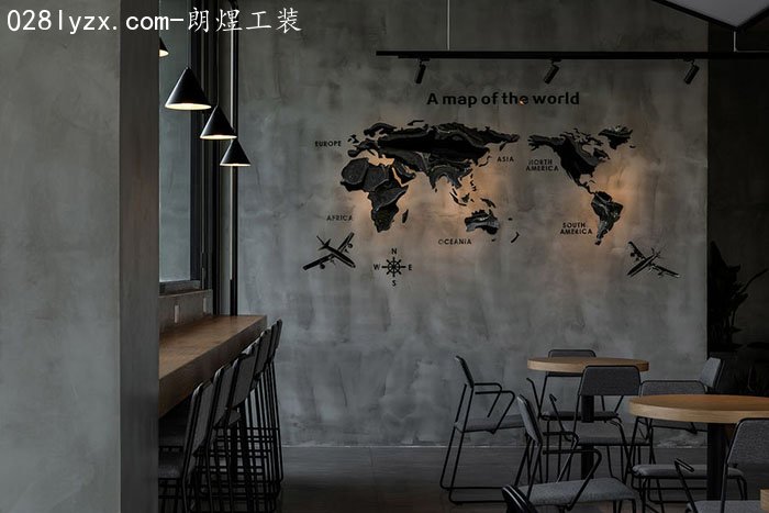 咖啡廳墻上插畫(huà)效果