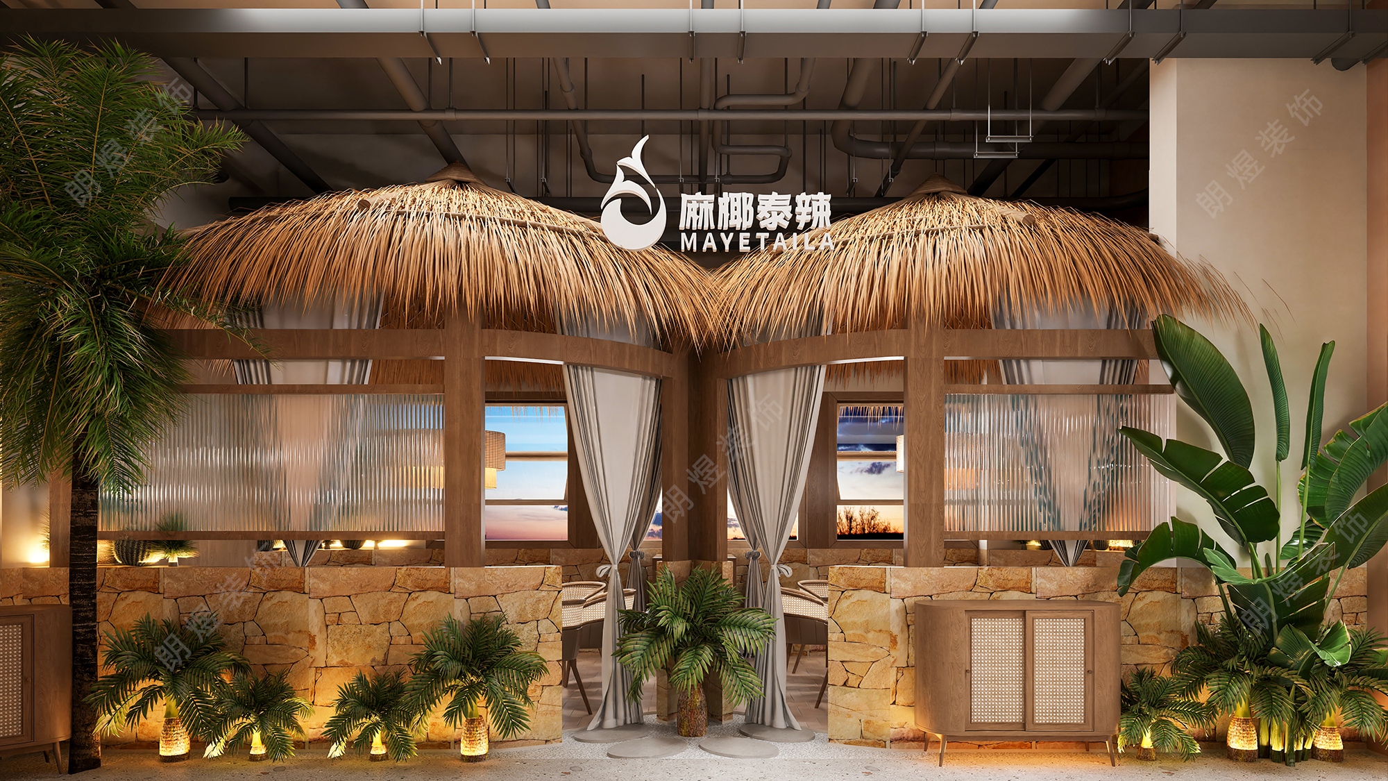 <b>美食商場(chǎng)280平泰式火鍋店裝修效果圖</b>