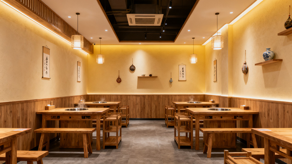 低檔裝修中式火鍋店