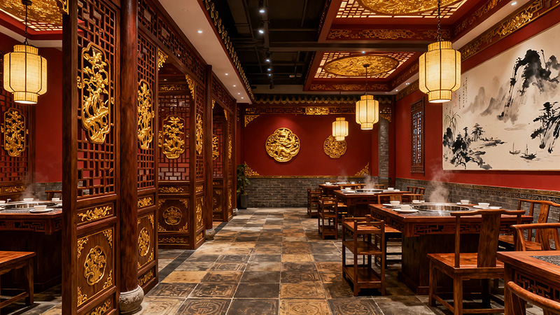 火鍋店裝修大氣效果圖錦集，打造差異化的風(fēng)格！