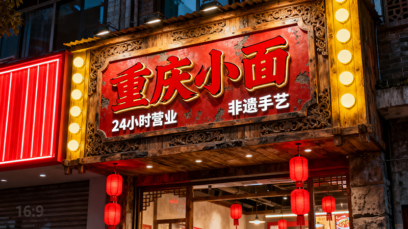 重慶小面店鋪門(mén)頭裝修效果圖